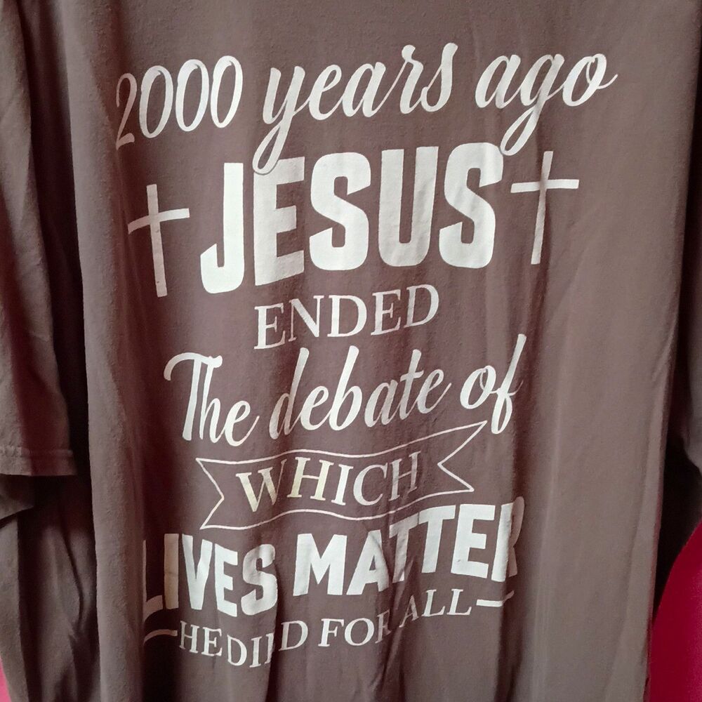 Gildan Brown Jesus Christianity Graphic Cotton Tee Regular Fit Big & Tall 5XLT